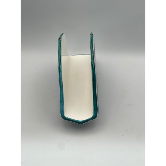 Italian Pottery Napkin Holder Sunflower Lemon Blue Ceramic Hand Painted 6.5" - Picture 2 of 8